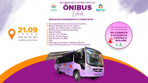 Ônibus Lilás: atendimento especializado para mulheres na próxima terça-feira (21)