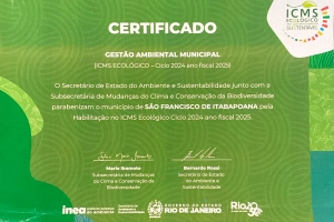São Francisco recebe certificado do “ICMS Ecológico”