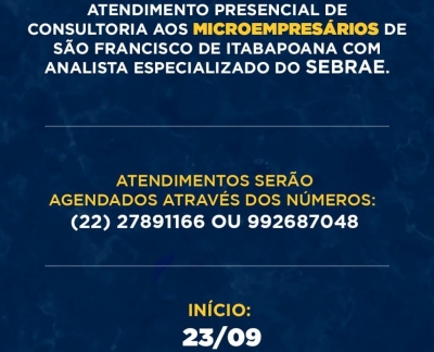 Atendimento presencial do Sebrae em SFI será retomado no próximo dia 30